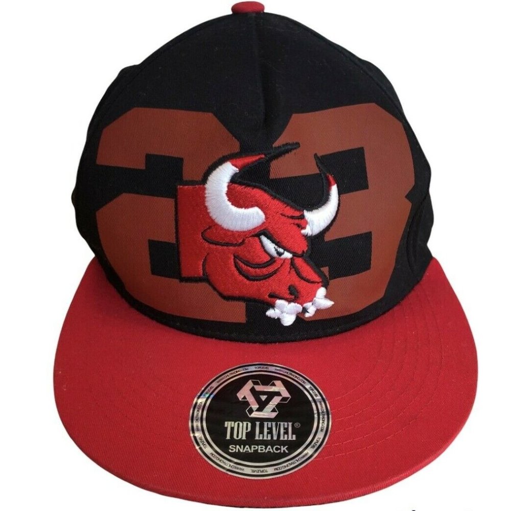 Chicago Bulls #23 Men’s Top Level Snapback Black Red Cap‎ Hat New Preowned